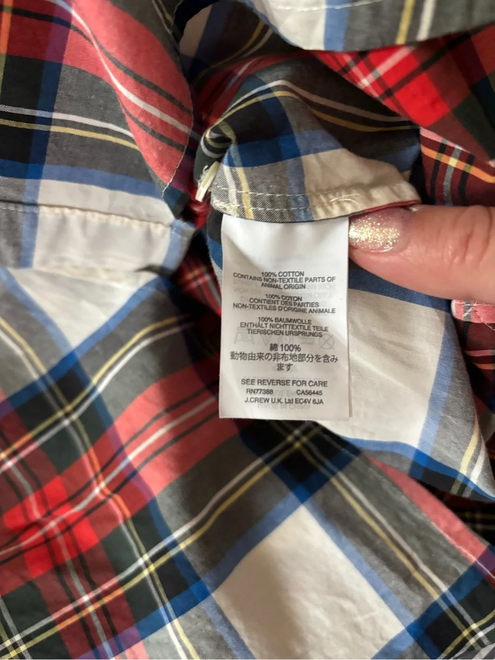 J. Crew Red, Blue and White Plaid Button-Down Shirt